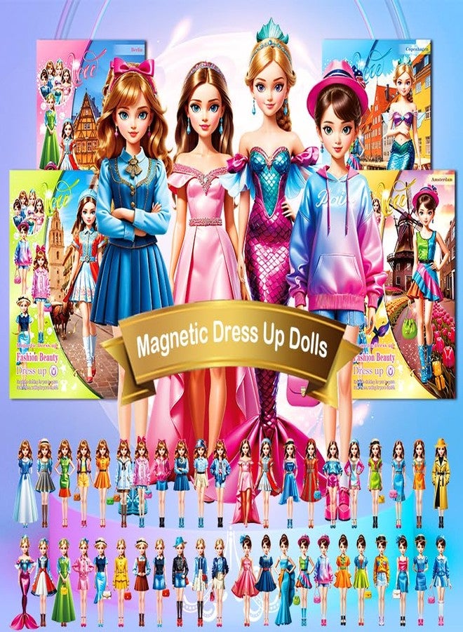 Daniel Axel Magnetic Dress Up Paper Doll,Magnet Princess Dress Up Dolls for Girls Ages 4-7 Kids,Travel Activities Road Trip Car Ride Interactive Learning Created Imagine Set Birthday Gift (D Set) - Image 2